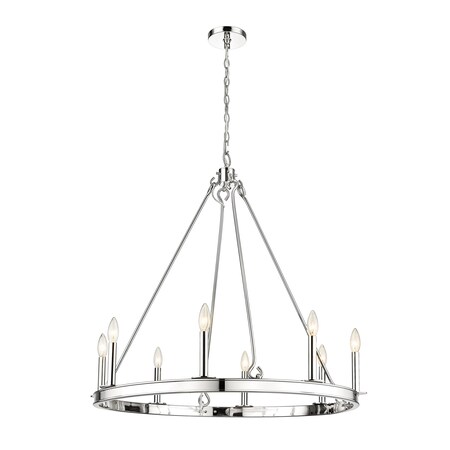 Z-Lite Barclay Chandelier, 8-Light, 33 In.W x 32 In.H, Polished Nickel/Polished Nickel 482R-8PN
